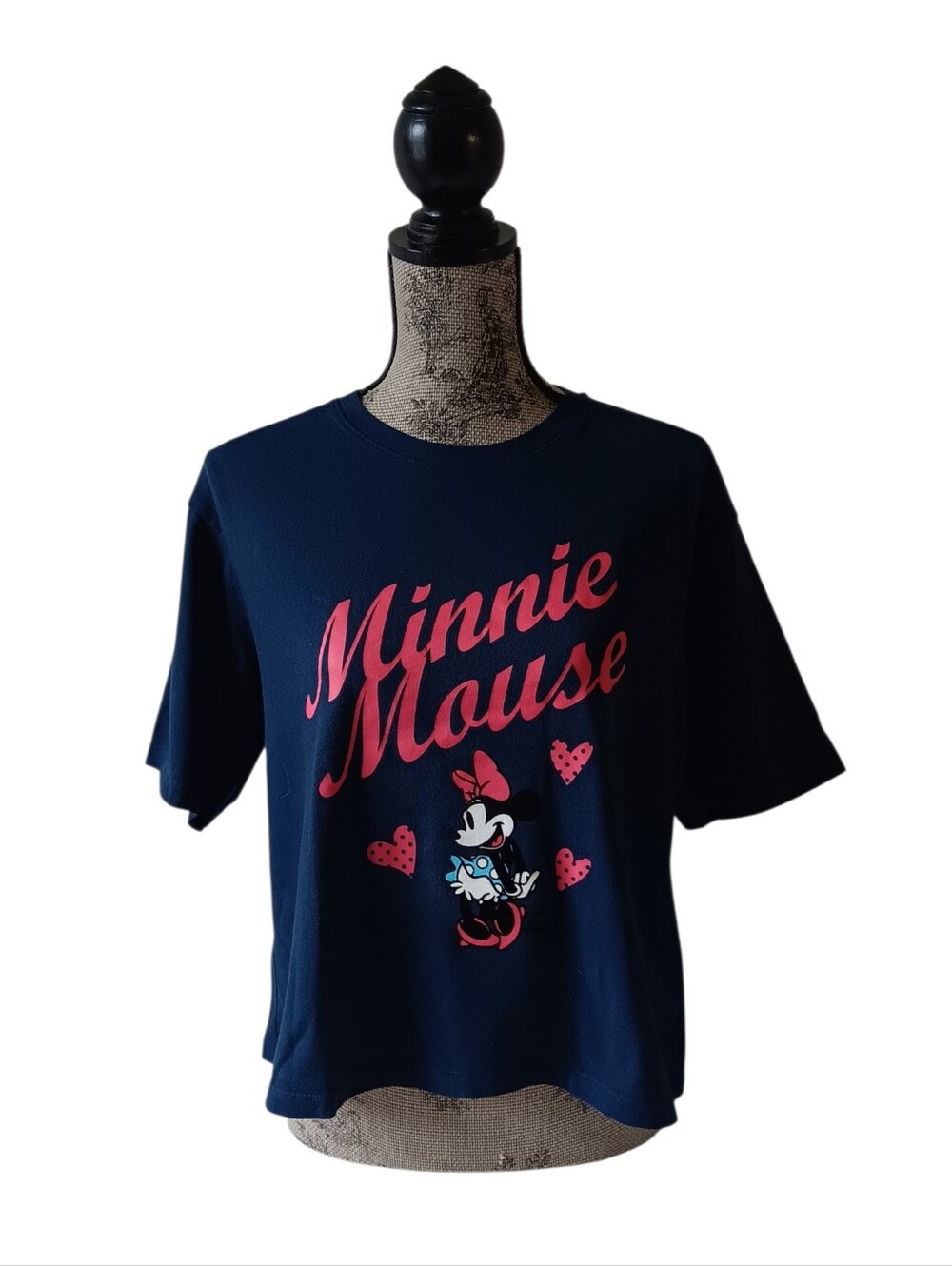 Disney's Minnie Mouse women's navy blue short-sleeve cropped t-shirt size M